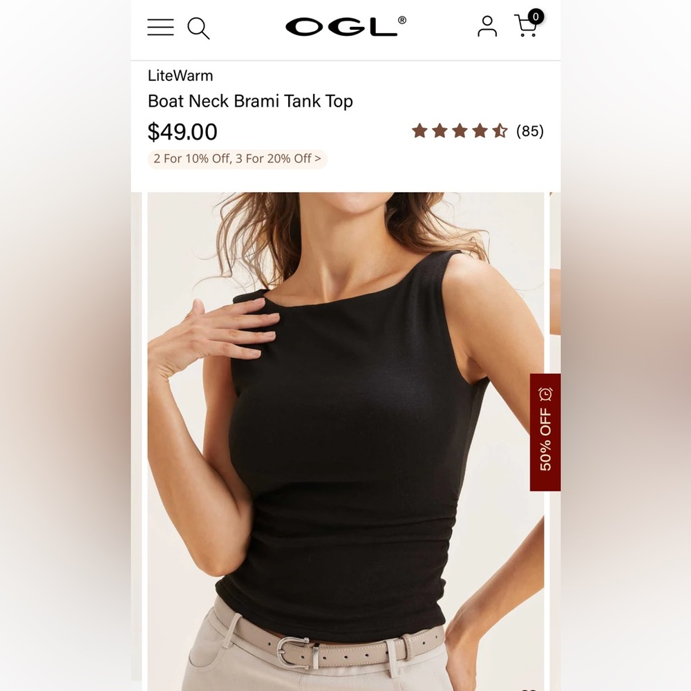 OGL Boat Neck Brami Tank Top (Terracotta color)